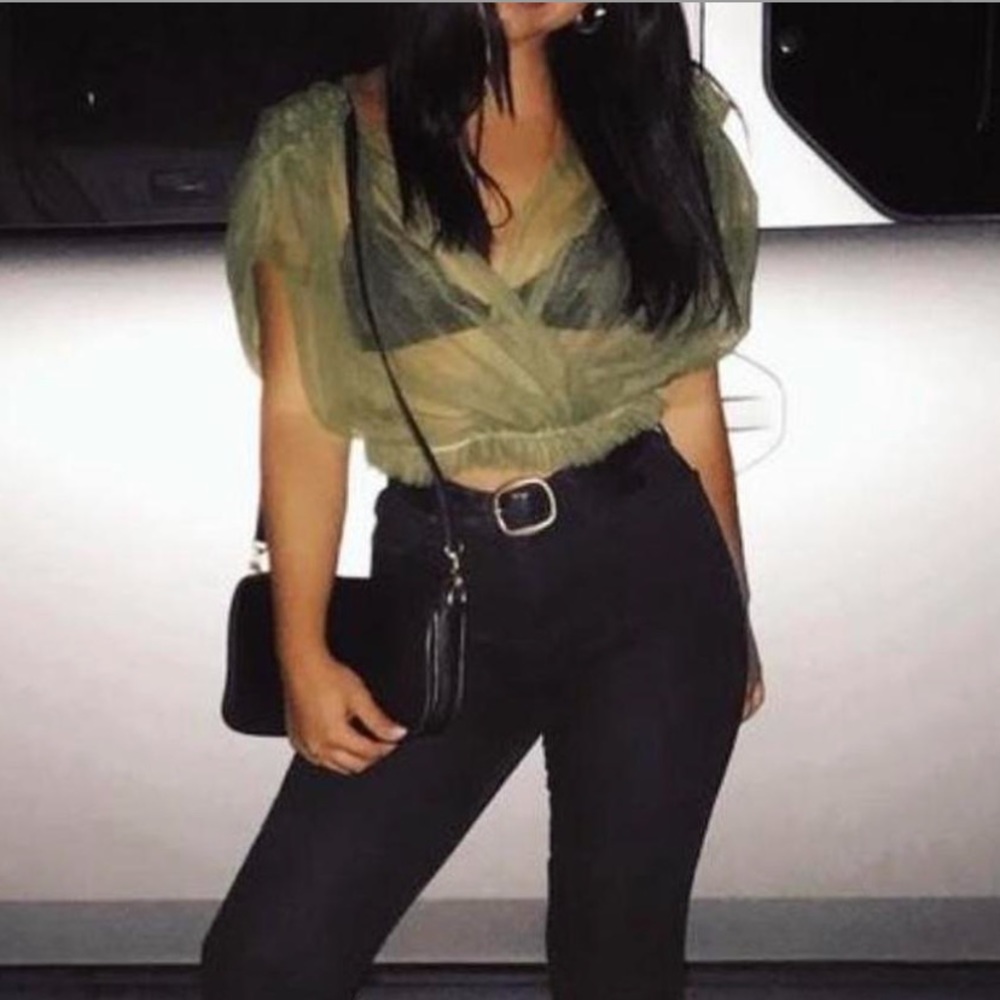 Choosy green tulle ruffle top size XS-S - Picture 2 of 3